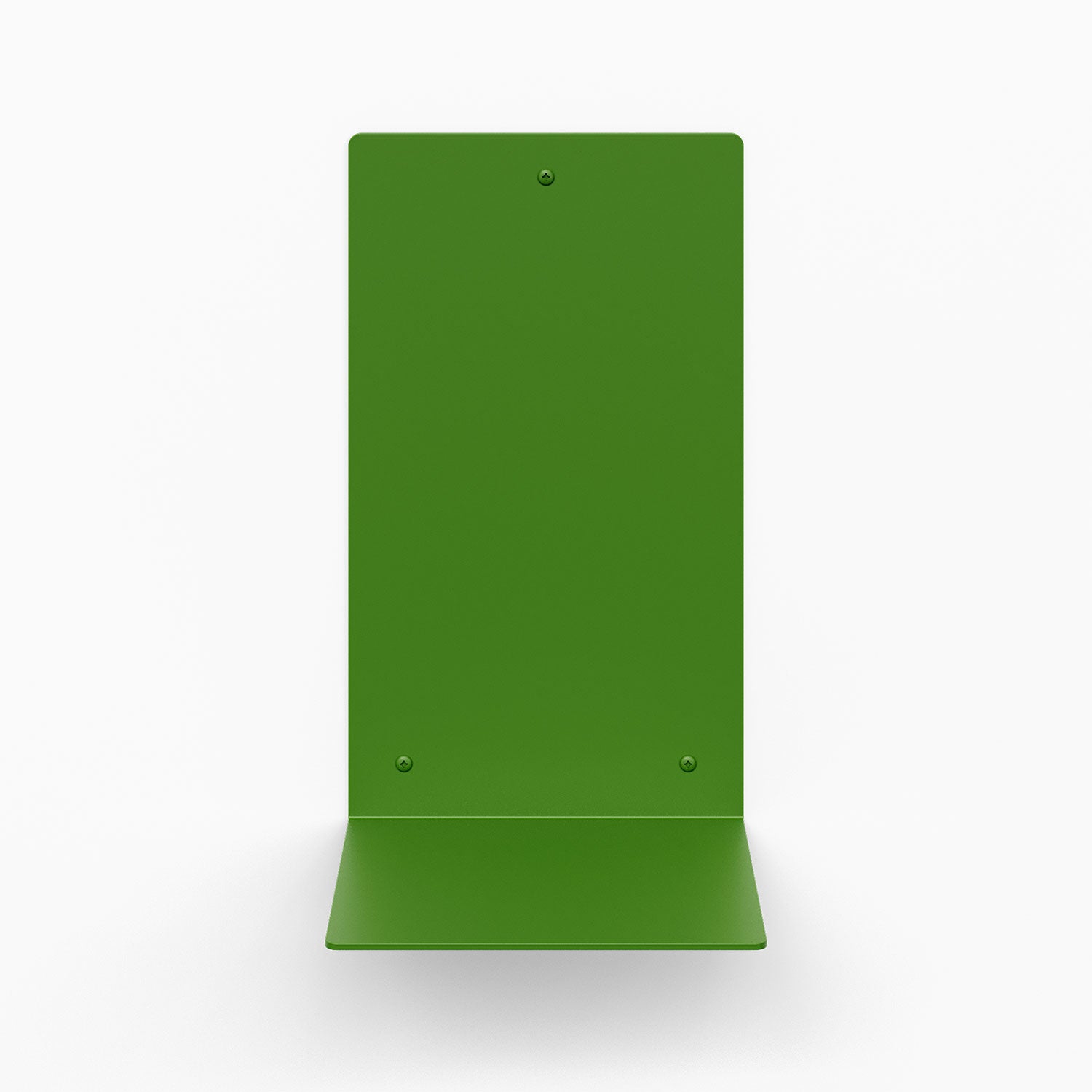 Perch Square Plant Shelf in vibrant green steel with clean minimalist floating design for wall display and organization