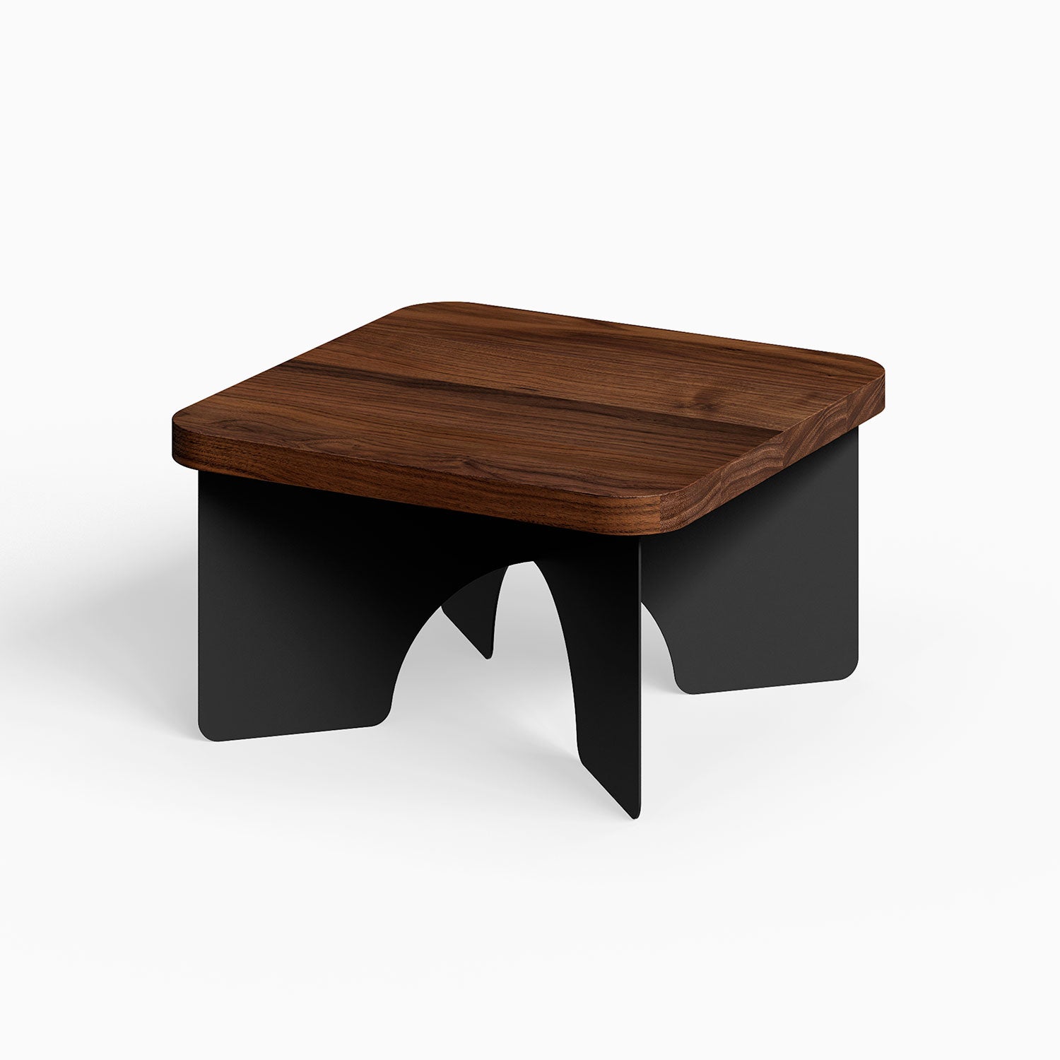Ledger Coffee Table with a rich walnut wood top and sleek black steel legs combining minimalist design and durable craftsmanship.