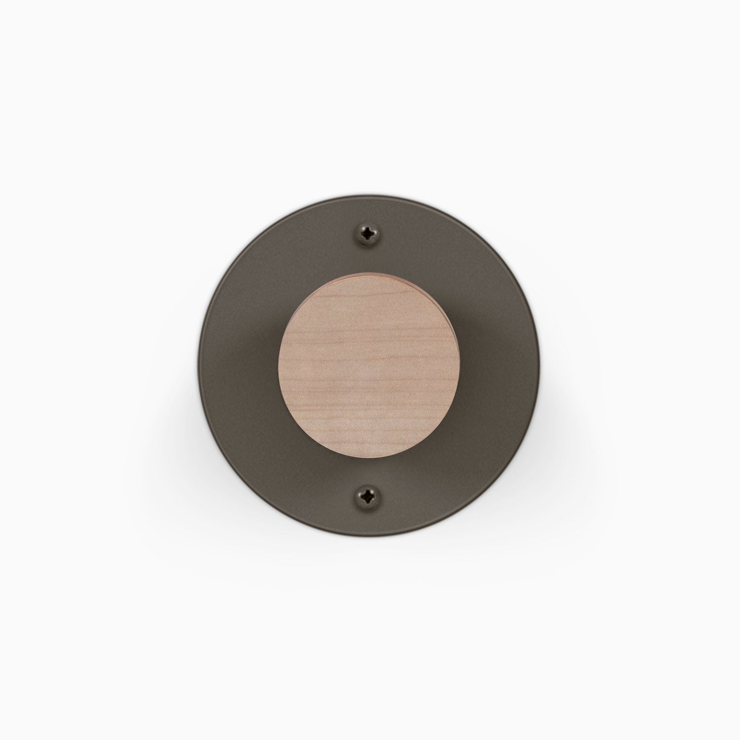 Runda Coat Rack 1 round wood and steel wall hook with dark metal mounting plate for organized entryway storage