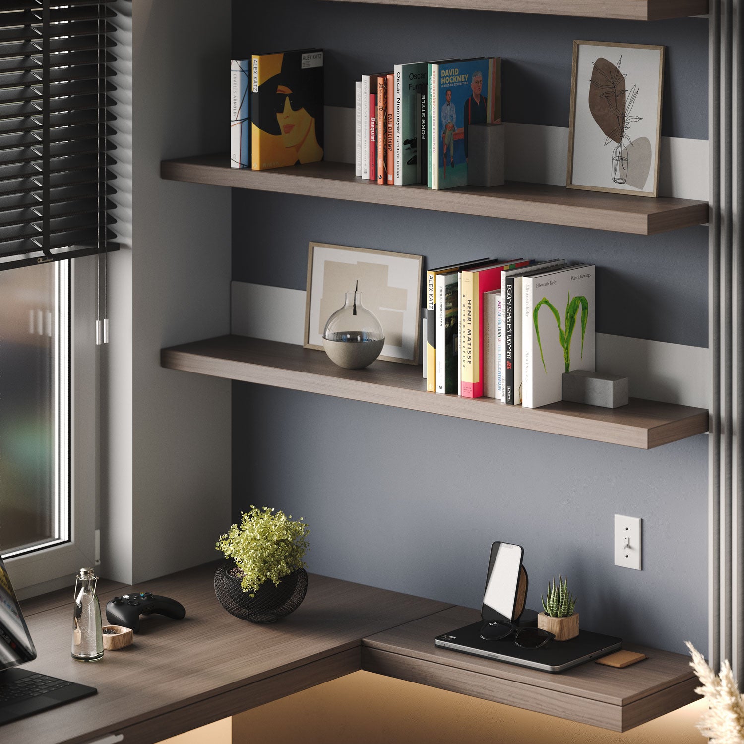 Skaksel Hatch Grey Floating Shelf