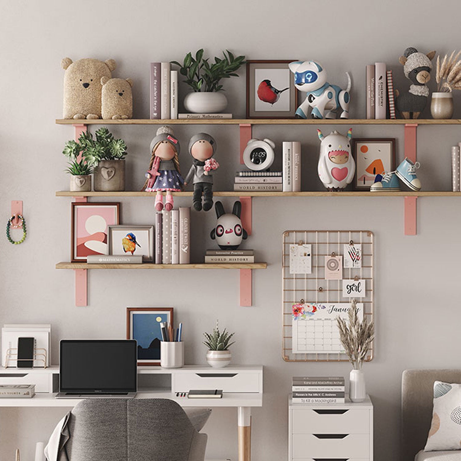 Leif Nutmeg Rustic Wall Shelf