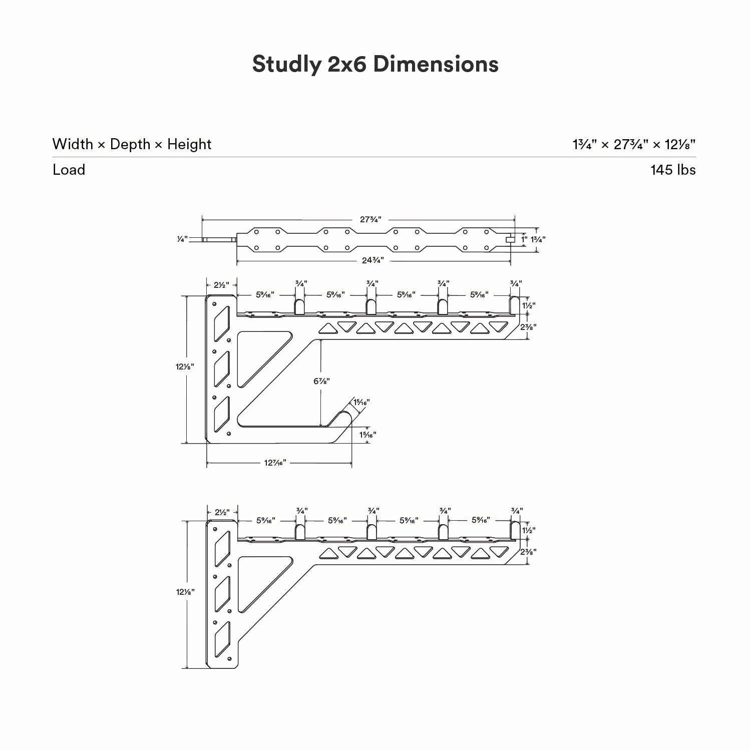 Studly Wall Storage System 2x6 Bracket