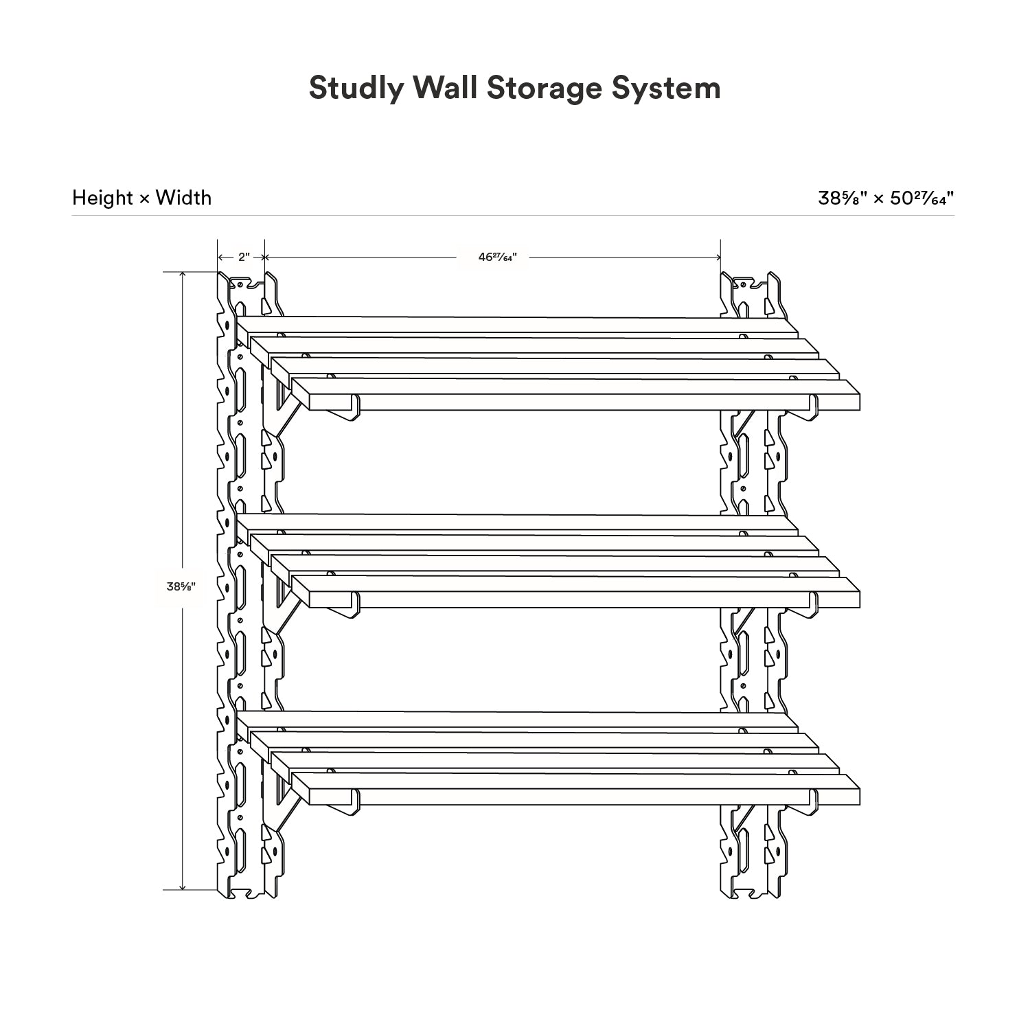 Studly Wall Storage 2x6 Shelf System (3 Shelf)
