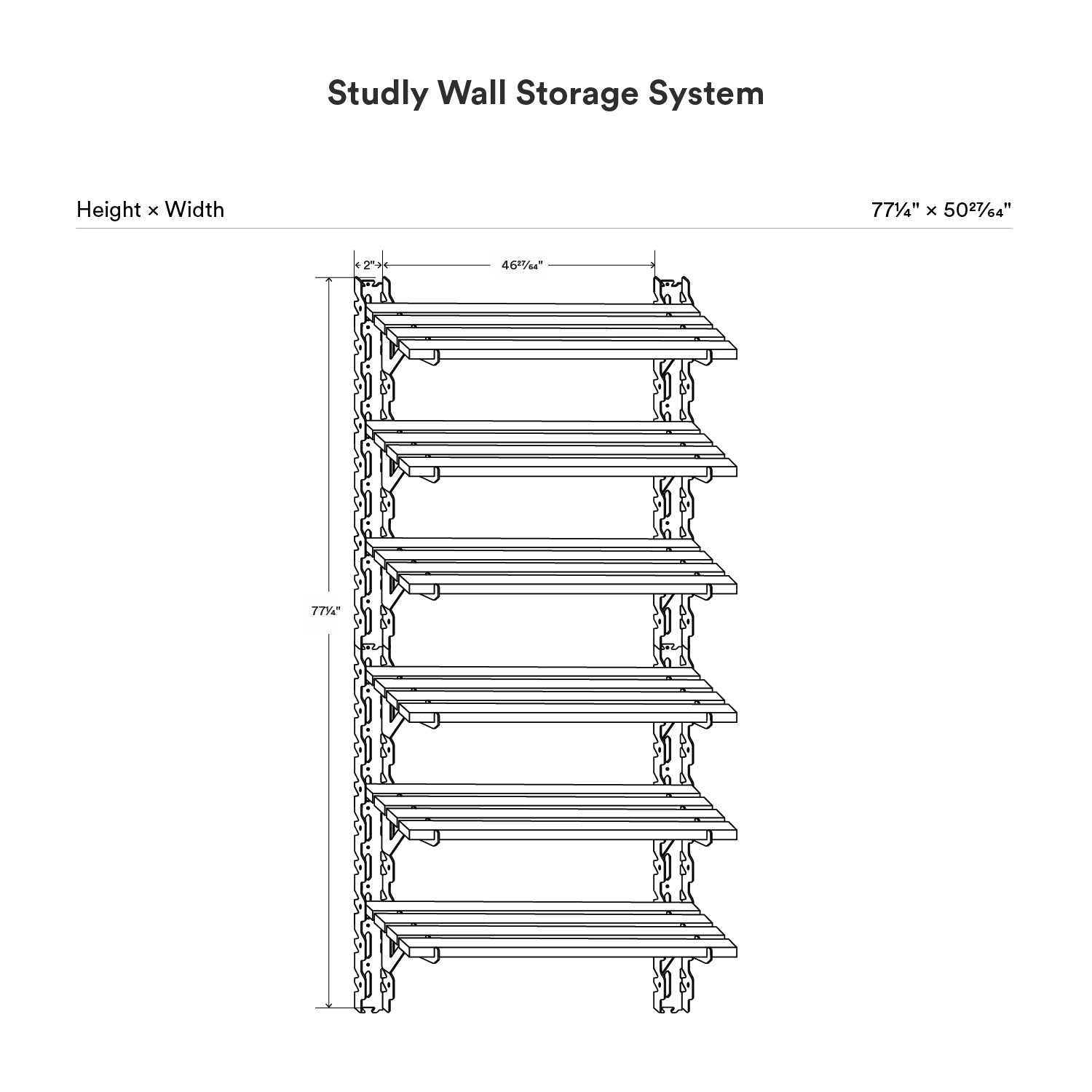 Studly Wall Storage 2x6 Shelf System (6 Shelf)