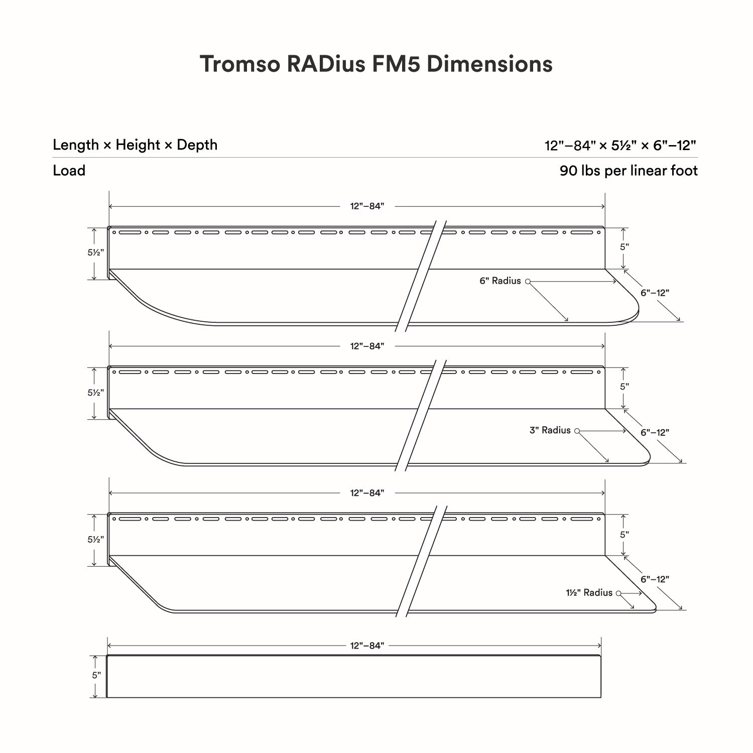 Tromso RADius FM5 Steel Floating Shelf