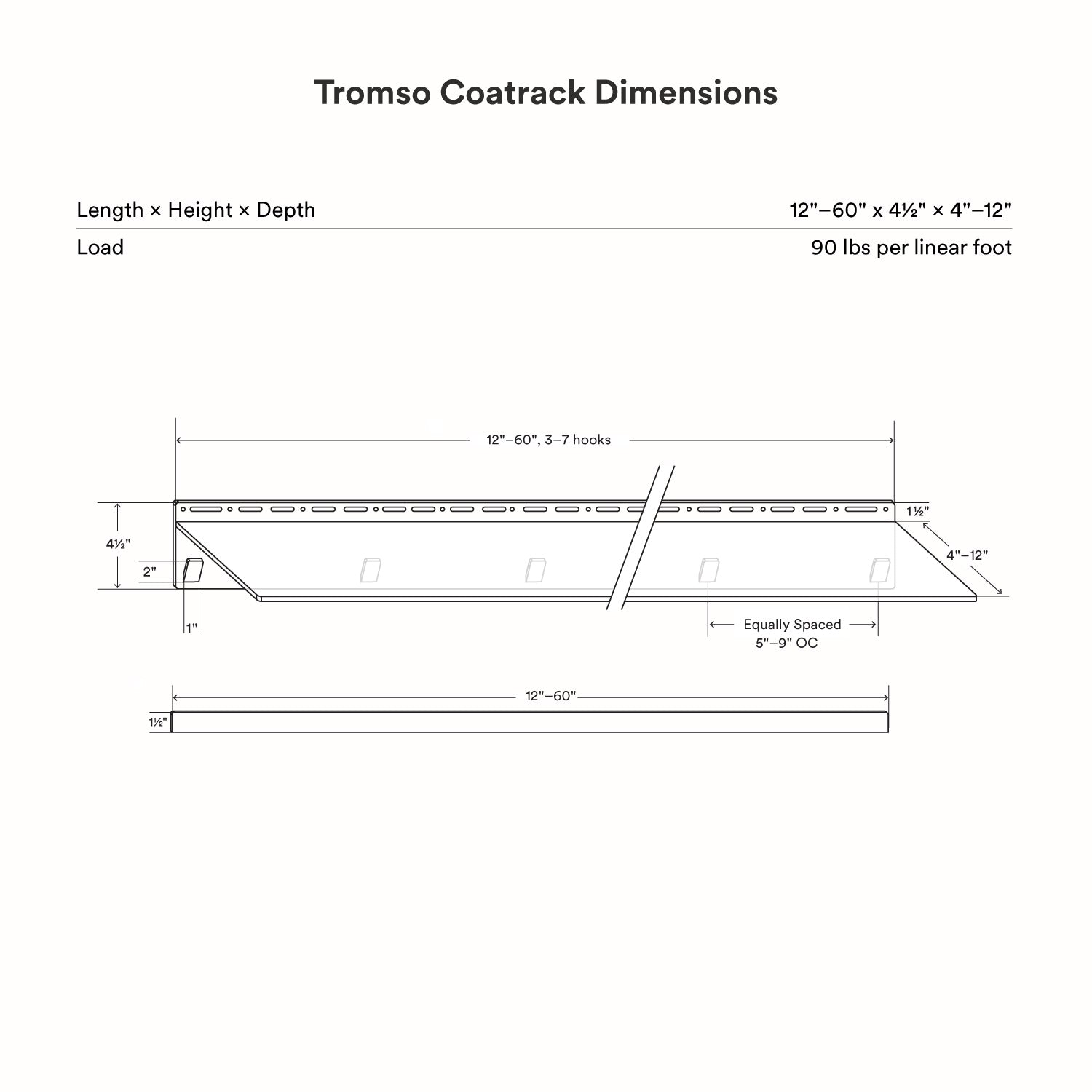 Tromso Steel Floating Shelf + Coat Rack