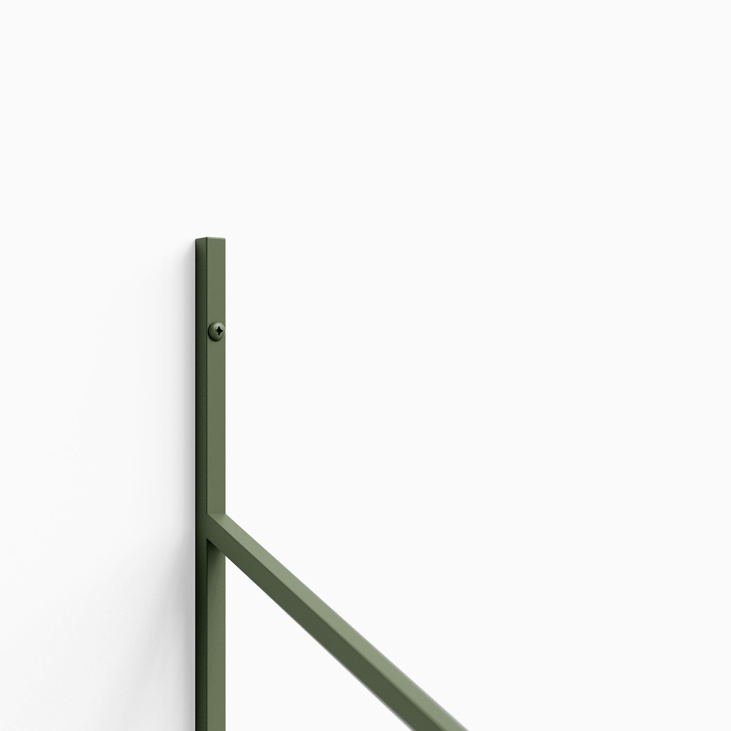 Verne 3 Tiered Shelf Bracket in armybrat steel offering sturdy minimalist floating shelf hardware and wall display ledges
