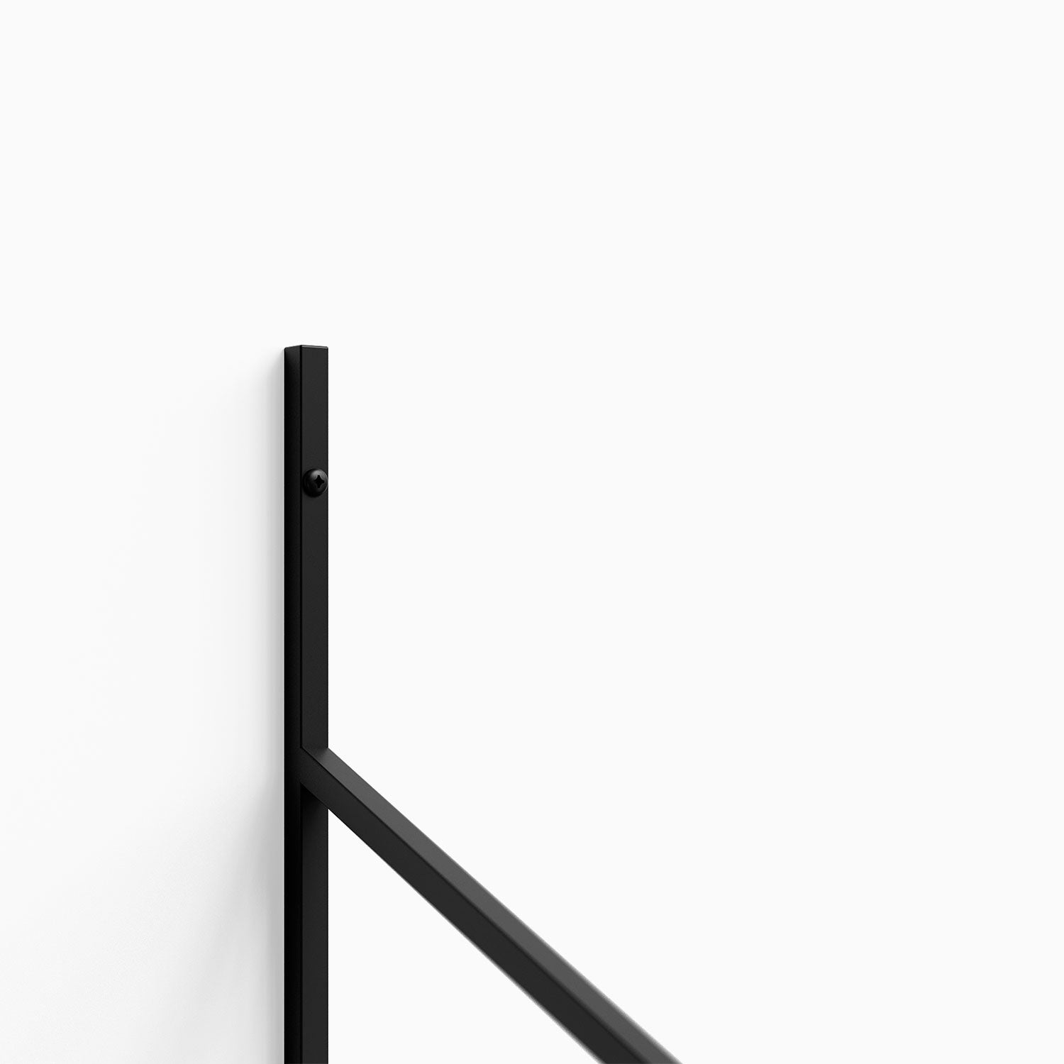 Verne 1 Tiered Shelf Bracket in matte black steel offering minimalist support for floating shelf hardware and wall display ledges