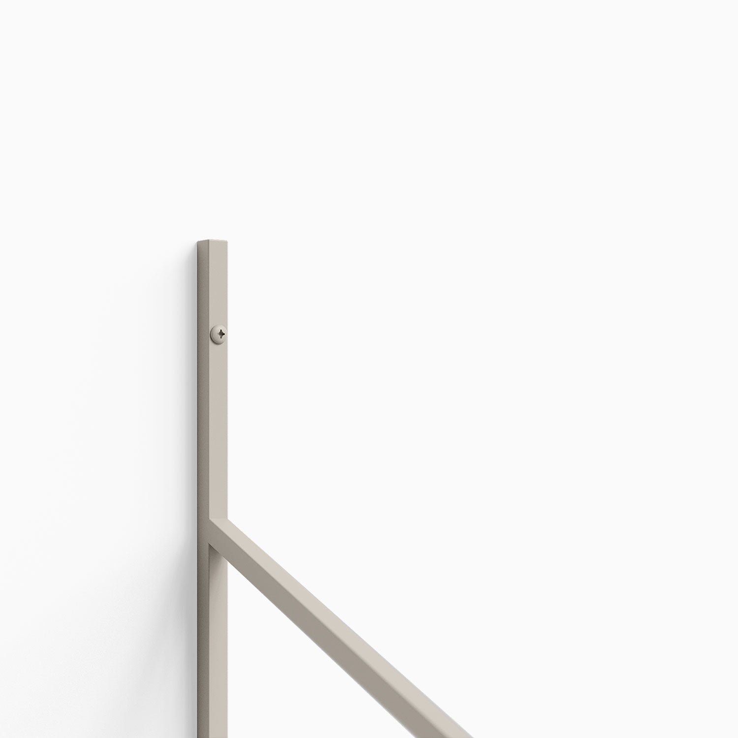 Verne 4 Tiered Shelf Bracket in concretey steel for durable minimalist floating shelf hardware and wall display ledges