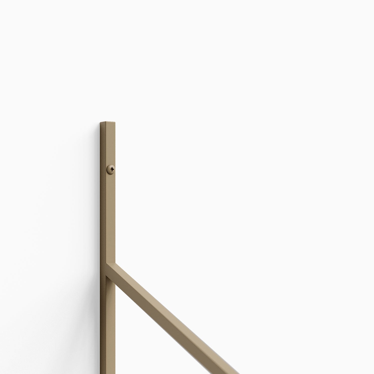 Verne 4 Tiered Shelf Bracket in muted beige steel for sleek metal floating shelf hardware and wall display ledges