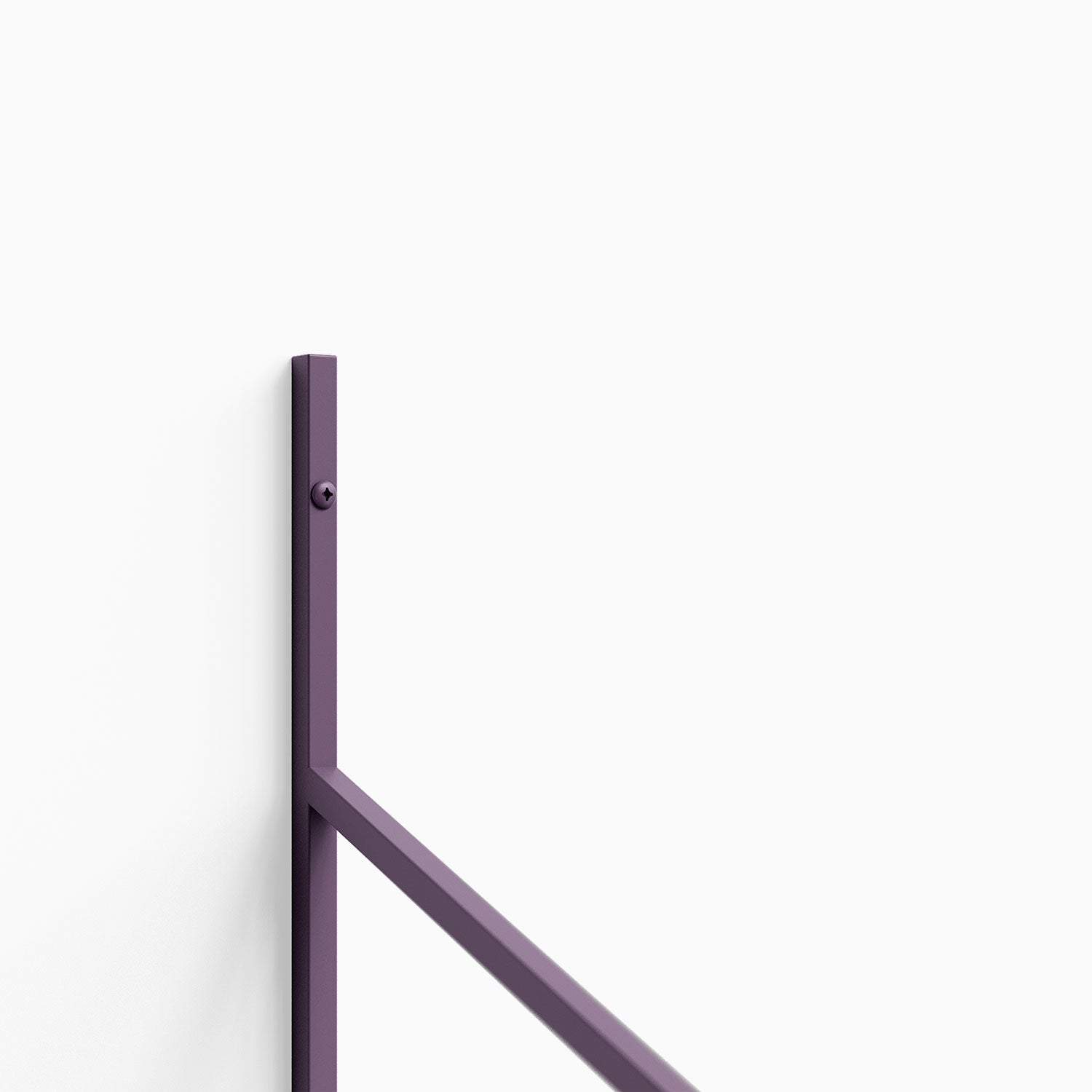 Verne 4 Tiered Shelf Bracket in muted purple steel for minimalist metal floating shelf hardware and wall display ledges