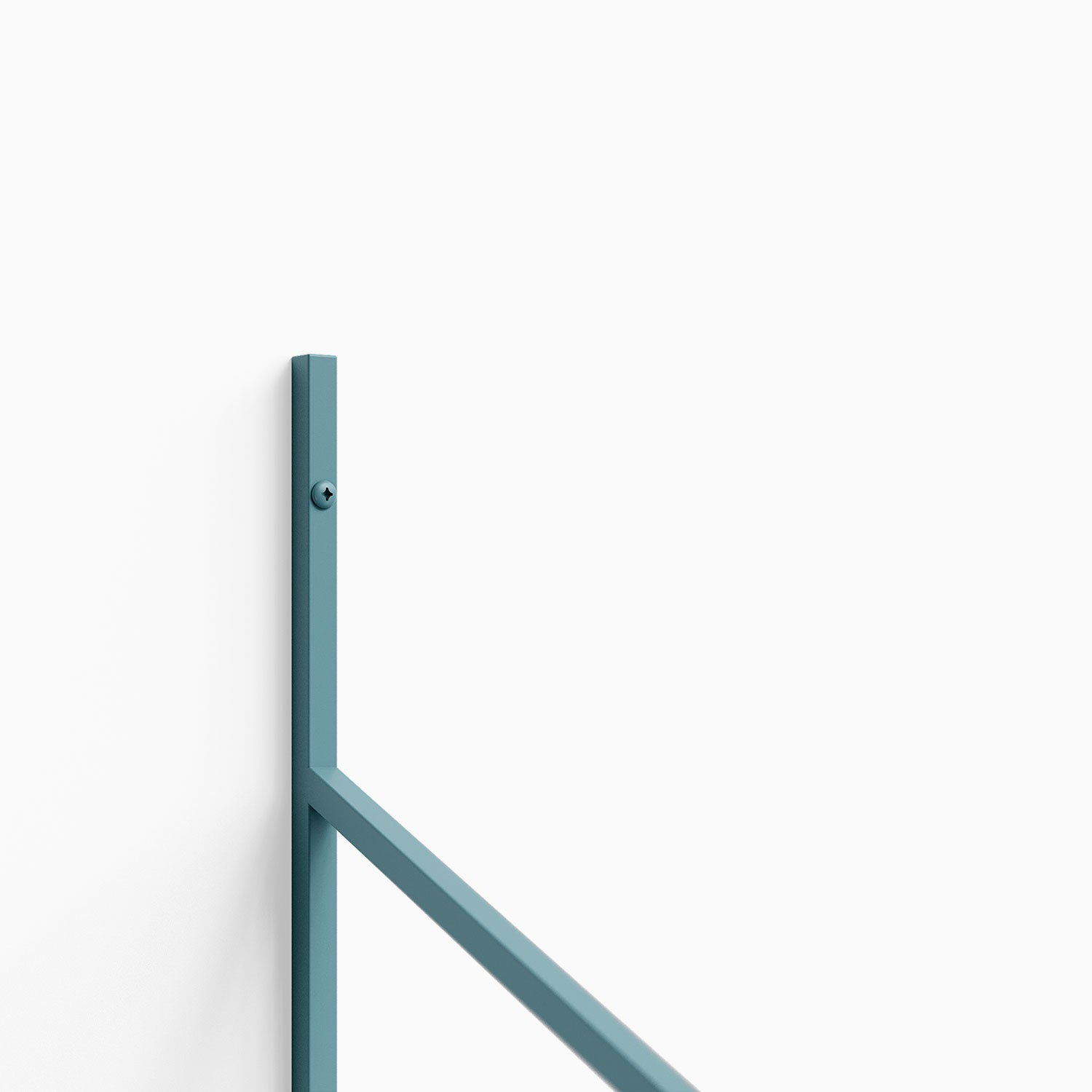 Verne 4 Tiered Shelf Bracket in steely blue steel for minimalist metal floating shelf hardware and display ledges