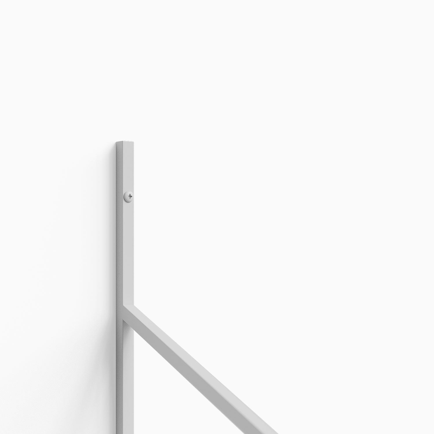 Verne 4 Tiered Shelf Bracket in white matte steel for minimalist floating shelf hardware and wall display ledges
