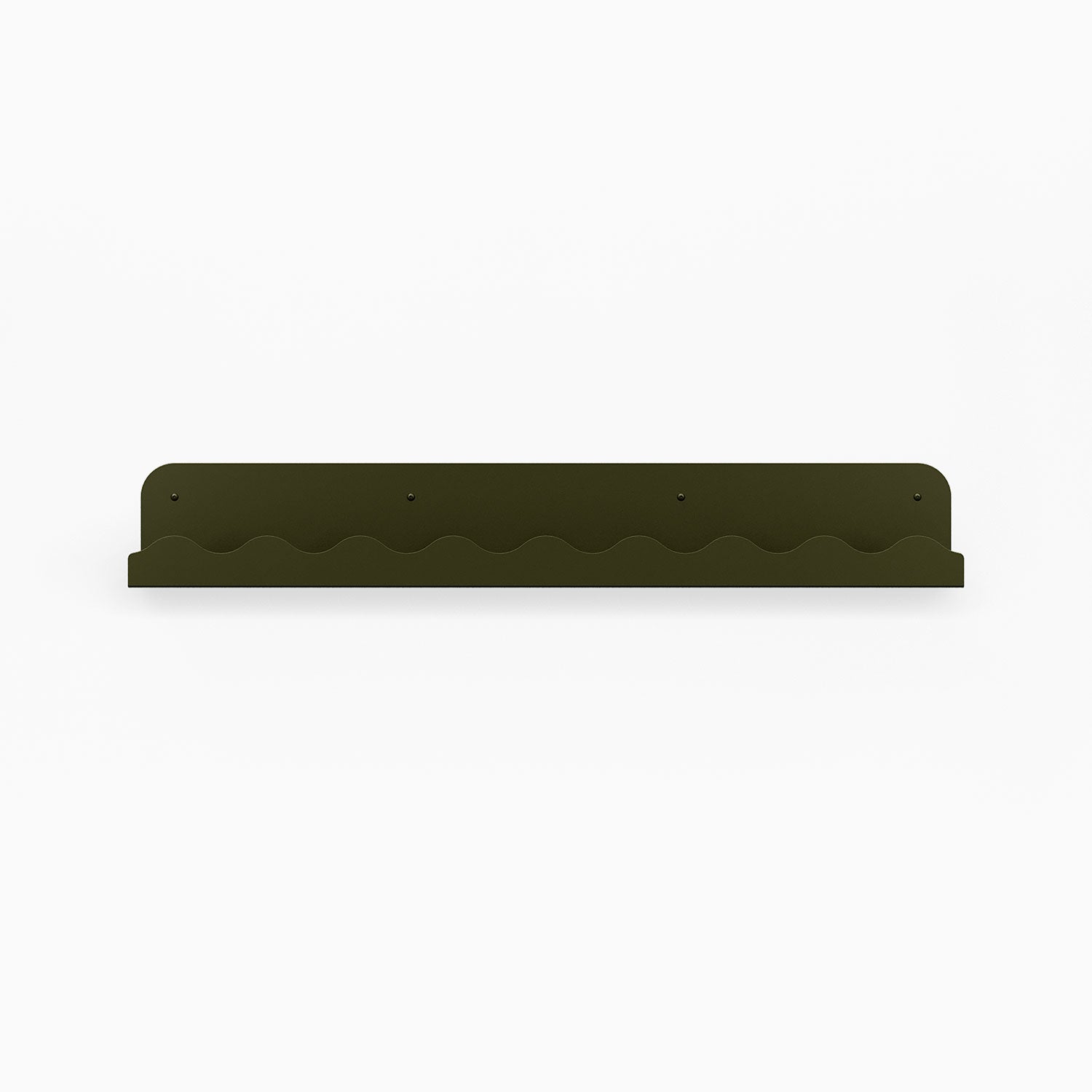 Mini Wave Picture Ledge in forest steel with wavy edge design for stylish floating shelf and wall display organization