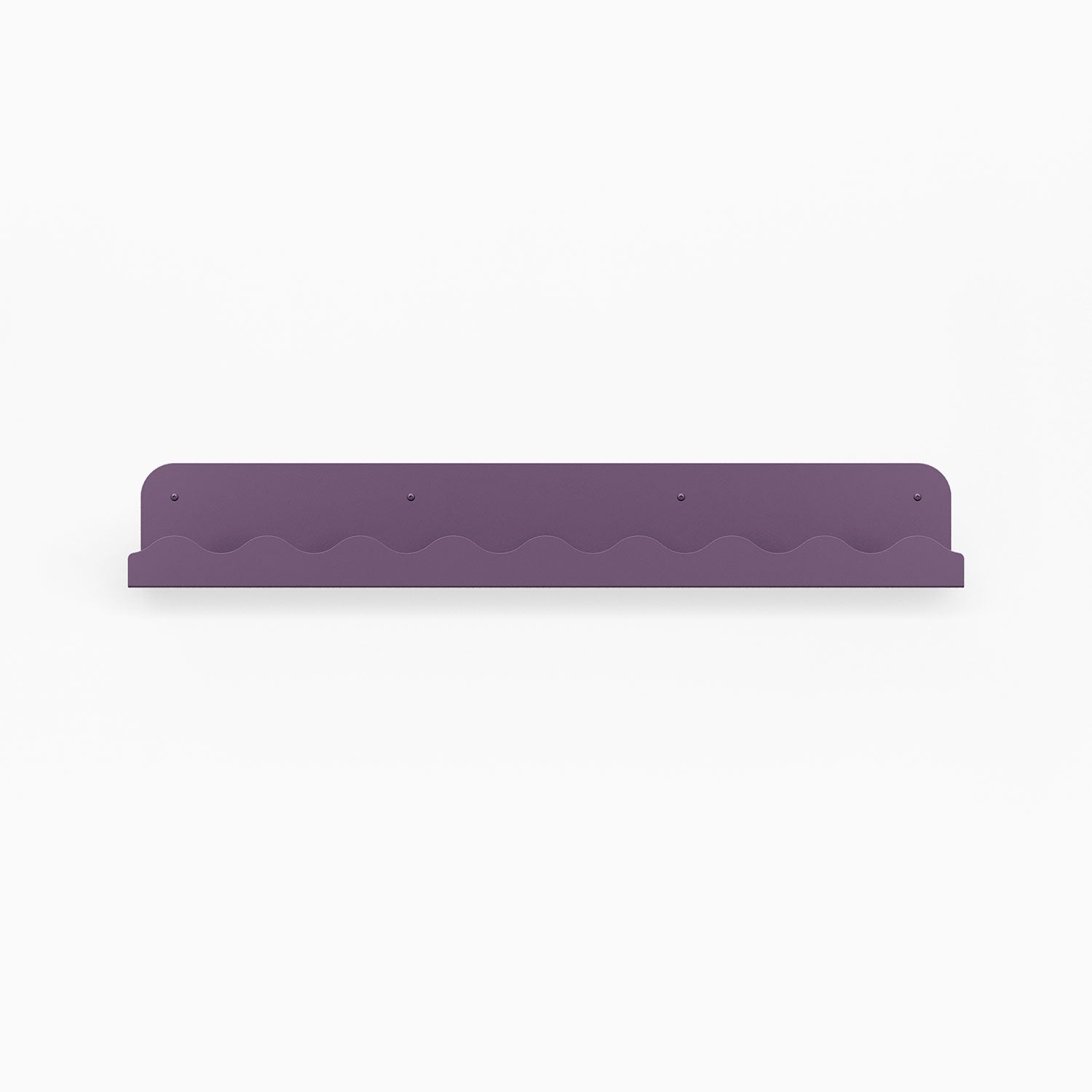 Mini Wave Picture Ledge in purple steel with subtle wave pattern for modern floating shelf and wall display organization