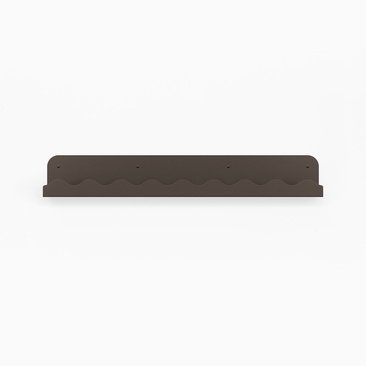 Mini Wave Picture Ledge in tungsten steel with subtle wave pattern for minimalist wall display and functional organization solutions