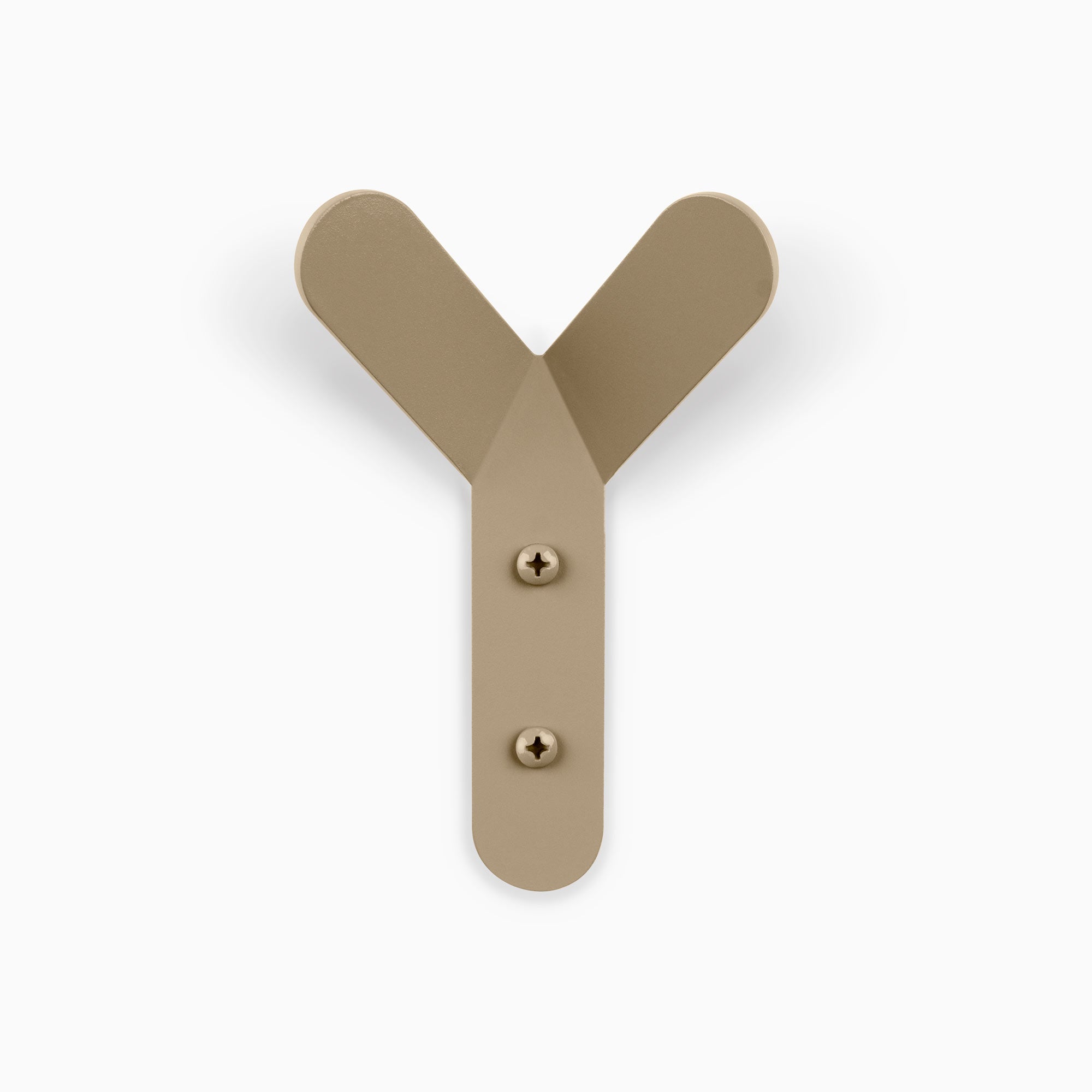 Why Not Wall Hook in muted beige steel with Y-shaped design for minimalist wall hooks by Shelfology