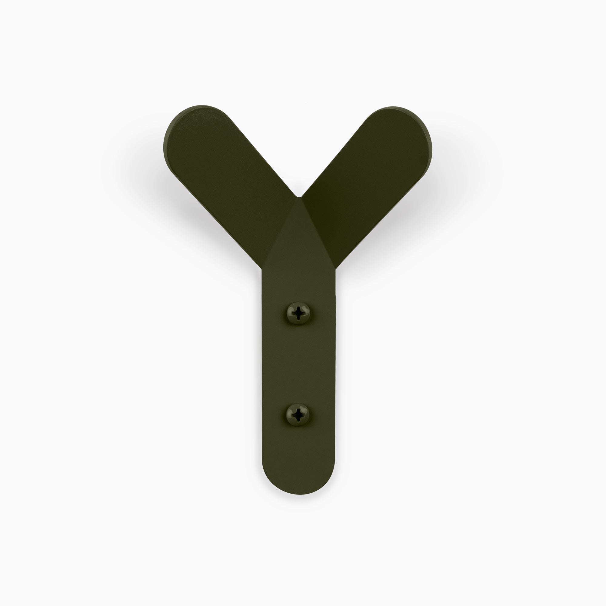 Why Not Wall Hook in forest green steel with a sturdy Y-shaped form for functional wall hooks by Shelfology