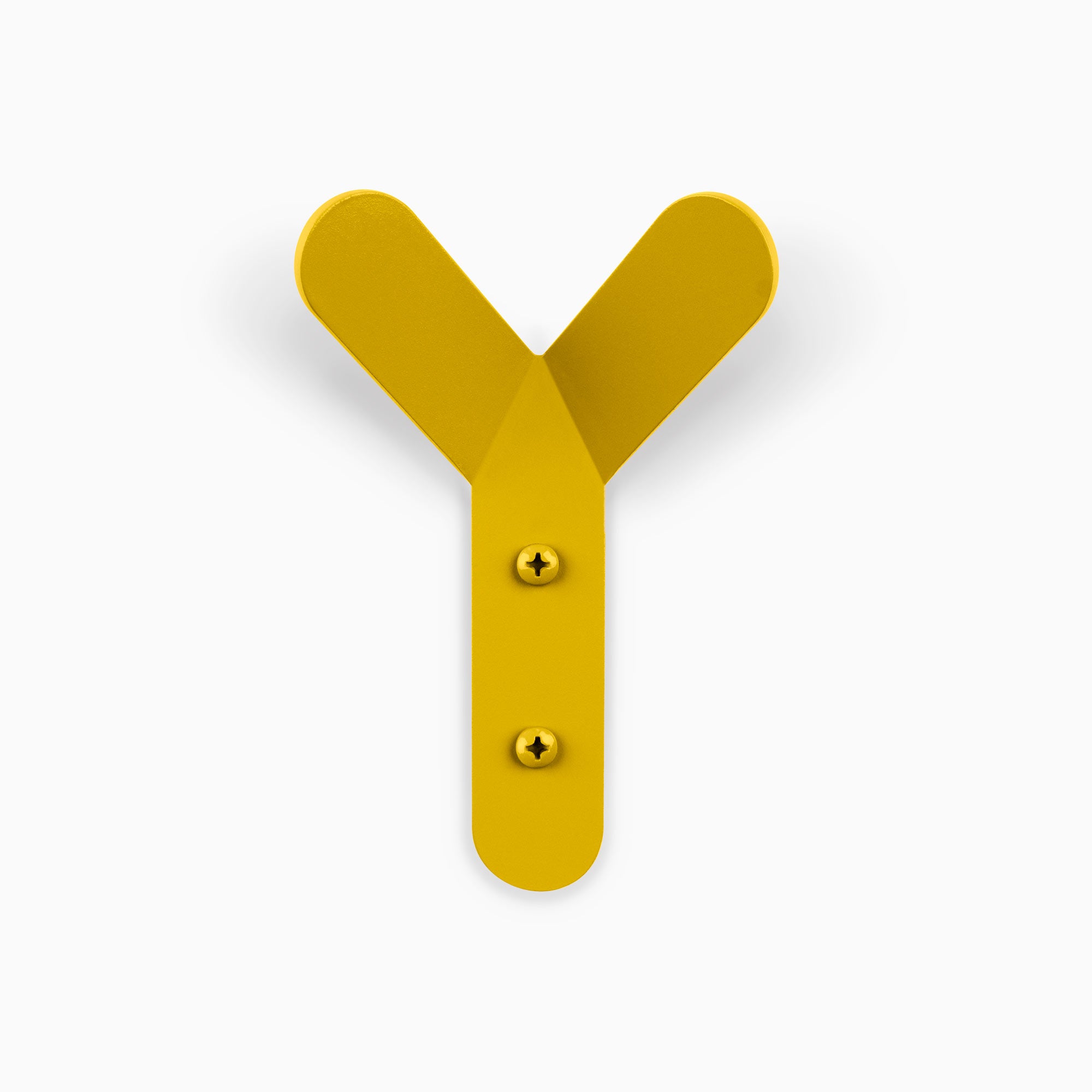 Why Not Wall Hook in honey mustard steel with minimalist Y-shaped design for stylish wall hooks by Shelfology