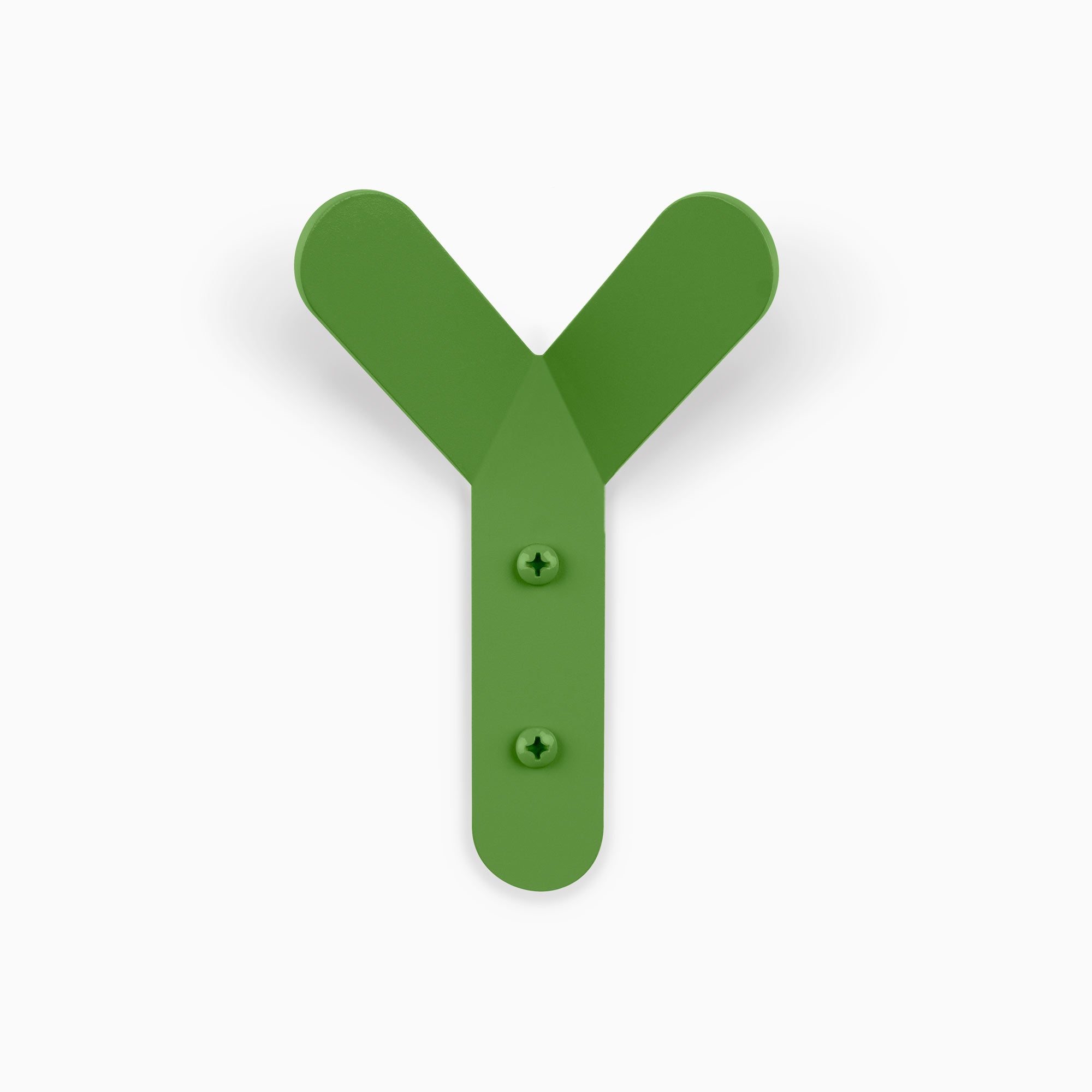 Why Not Wall Hook in lime green steel with a minimalist Y shape for durable and versatile wall hooks by Shelfology