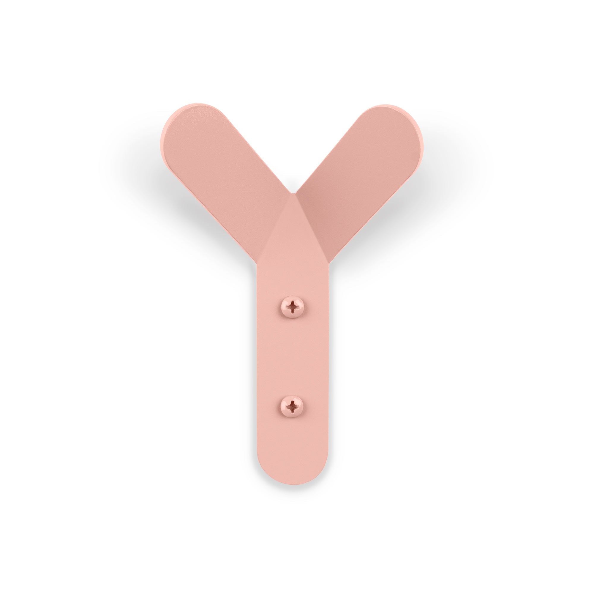 Why Not Wall Hook in soft pink steel with a minimalist Y-shaped design for modern wall organization by Shelfology