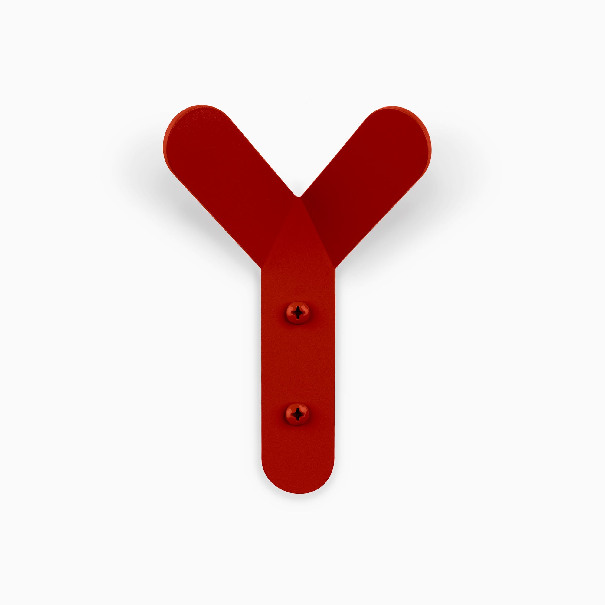 Why Not Wall Hook in vibrant red steel with minimalist Y-shaped design for stylish wall hooks by Shelfology
