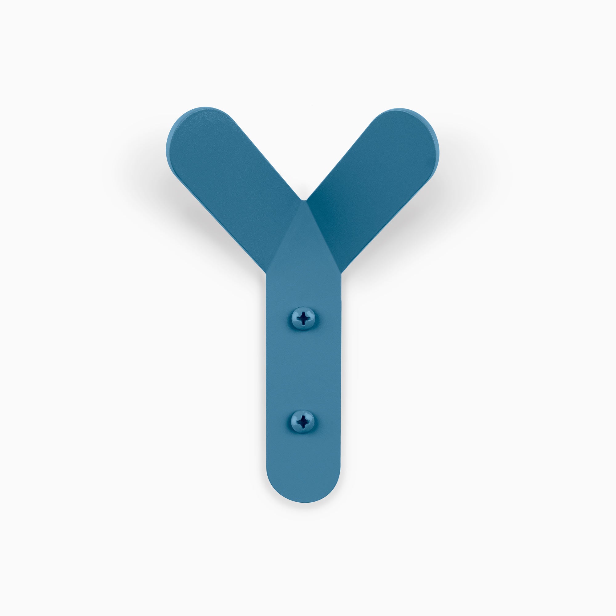 Why Not Wall Hook in deep blue steel with sleek Y design for durable and minimalist wall hooks by Shelfology
