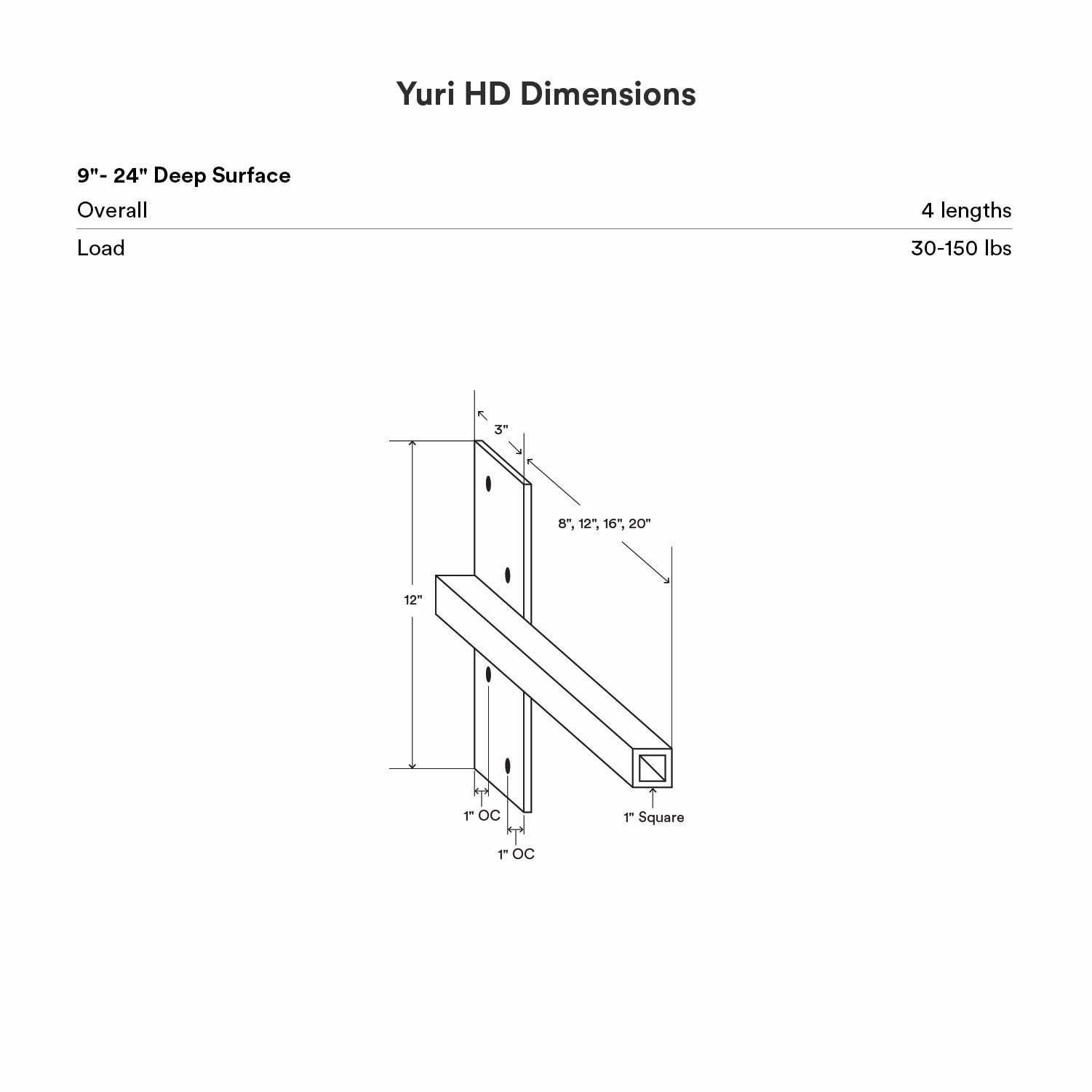 Yuri HD Floating Desk Bracket (Black Primer)