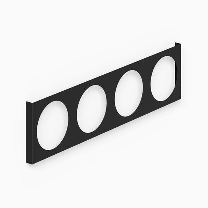 Minimalist black metal A-Side Vinyl Record Display designed to organize and showcase four vinyl records with durable, rust-resistant steel construction.
