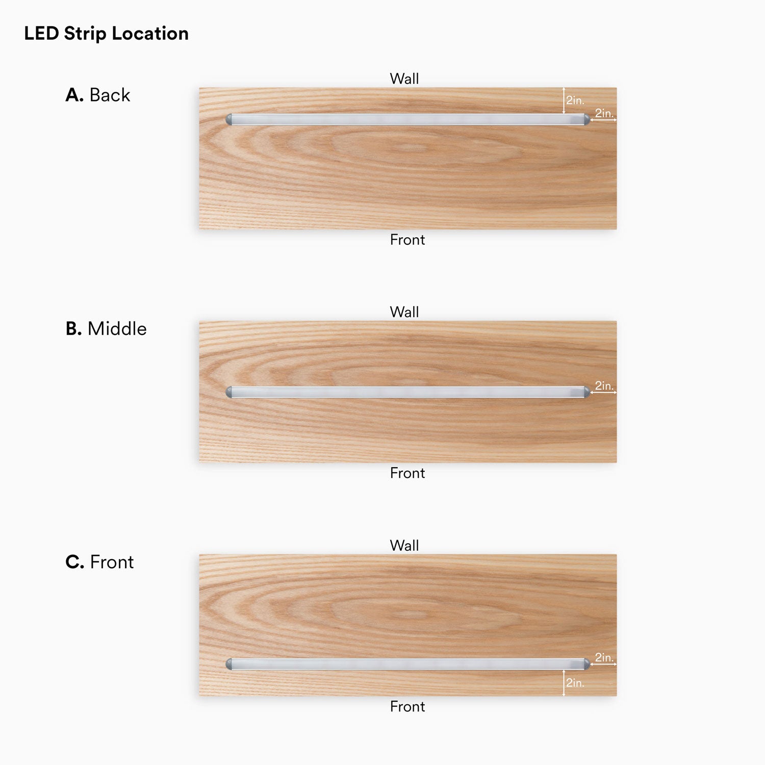 Aksel LED Ash Floating Shelf