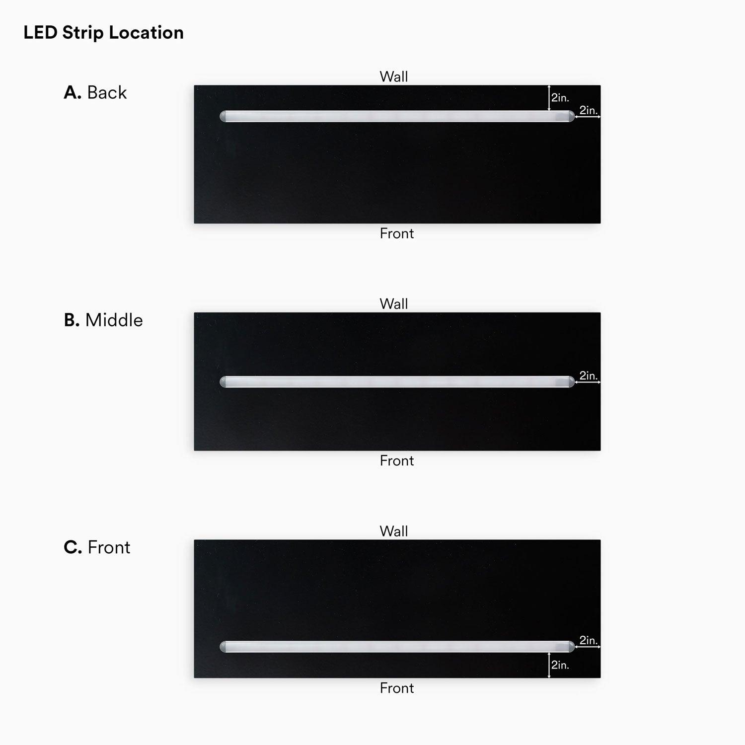 Aksel LED Black Floating Shelf