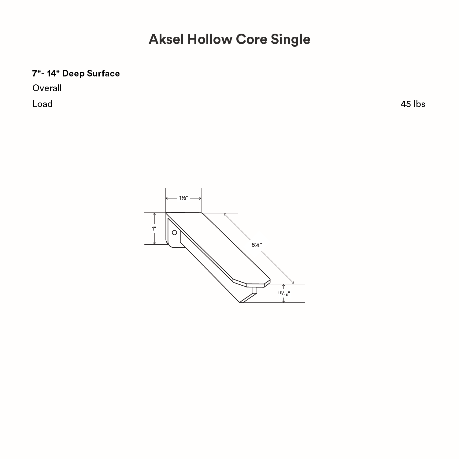 Aksel Hollow Core Single Rod Floating Shelf Bracket