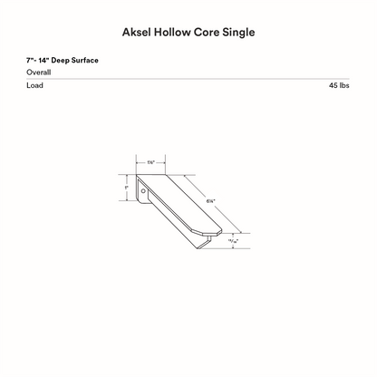 Aksel Hollow Core Single Rod Floating Shelf Bracket