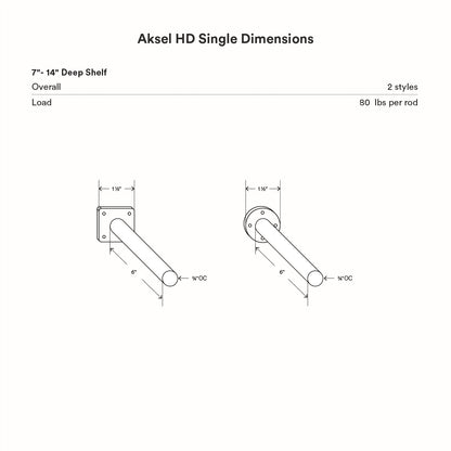 Aksel HD Single Rod Floating Shelf Bracket