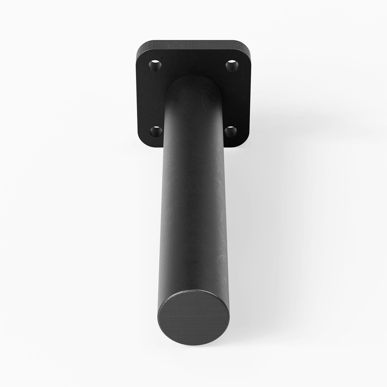 Aksel HD Single Rod Floating Shelf Bracket in matte black solid steel, engineered for heavy-duty support of custom floating shelves and display ledges.