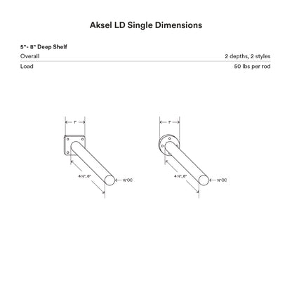 Aksel LD Single Rod Floating Shelf Bracket