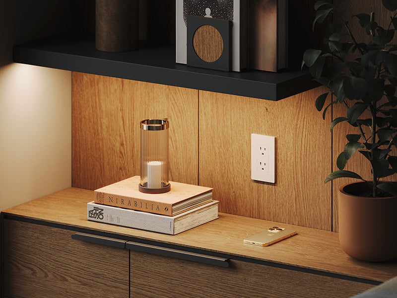 Aksel LED Mahogany Floating Shelf