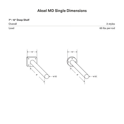 Aksel MD Single Rod Floating Shelf Bracket