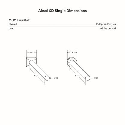 Aksel XD Single Rod Floating Shelf Bracket