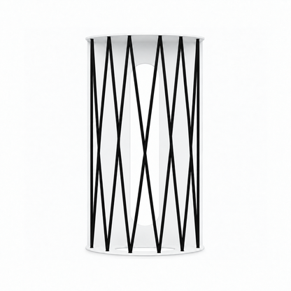 Ball Hog Basketball Shelf white cylindrical basketball display holder with black geometric metal supports