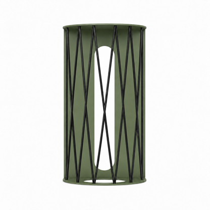 Ball Hog Basketball Shelf dark green metal basketball display rack with open vertical slats and circular base