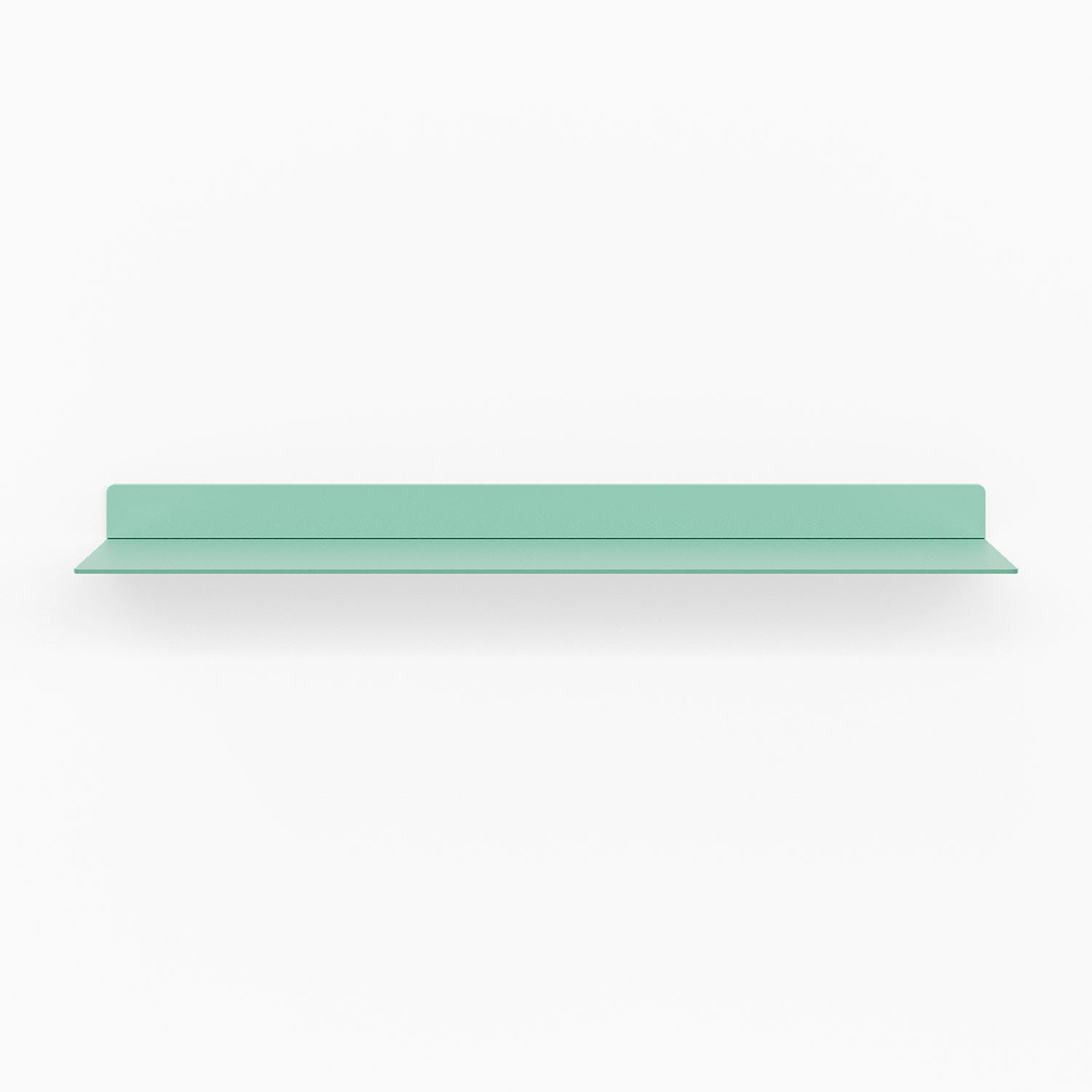 Beefy Bender FM 1 Metal Wall Shelf in soft aqua green, minimalist metal floating shelf crafted for durable and stylish wall display and organization.