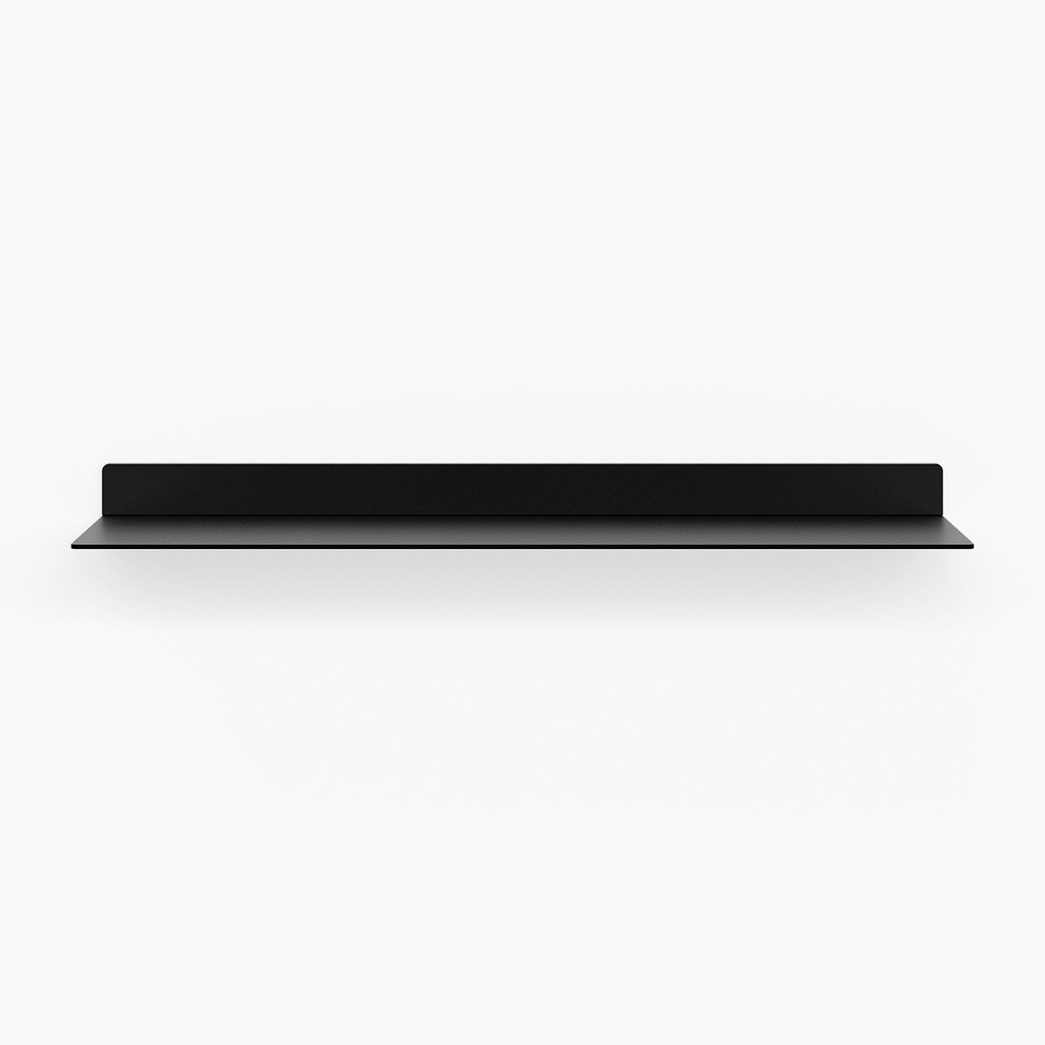 Beefy Bender FM 1 Metal Wall Shelf in matte black, minimalist metal floating shelf designed for sturdy, functional wall display and organization.
