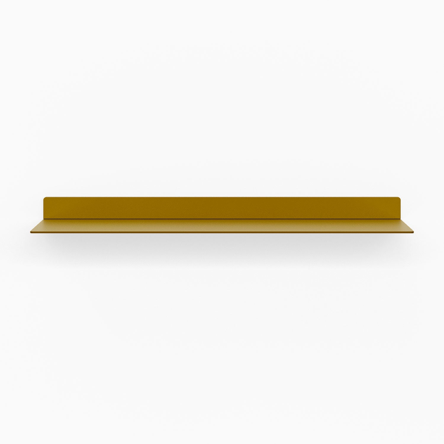 Beefy Bender FM 1 Metal Wall Shelf in deep golden hue, minimalist metal floating shelf designed for sleek and durable wall display and organization.