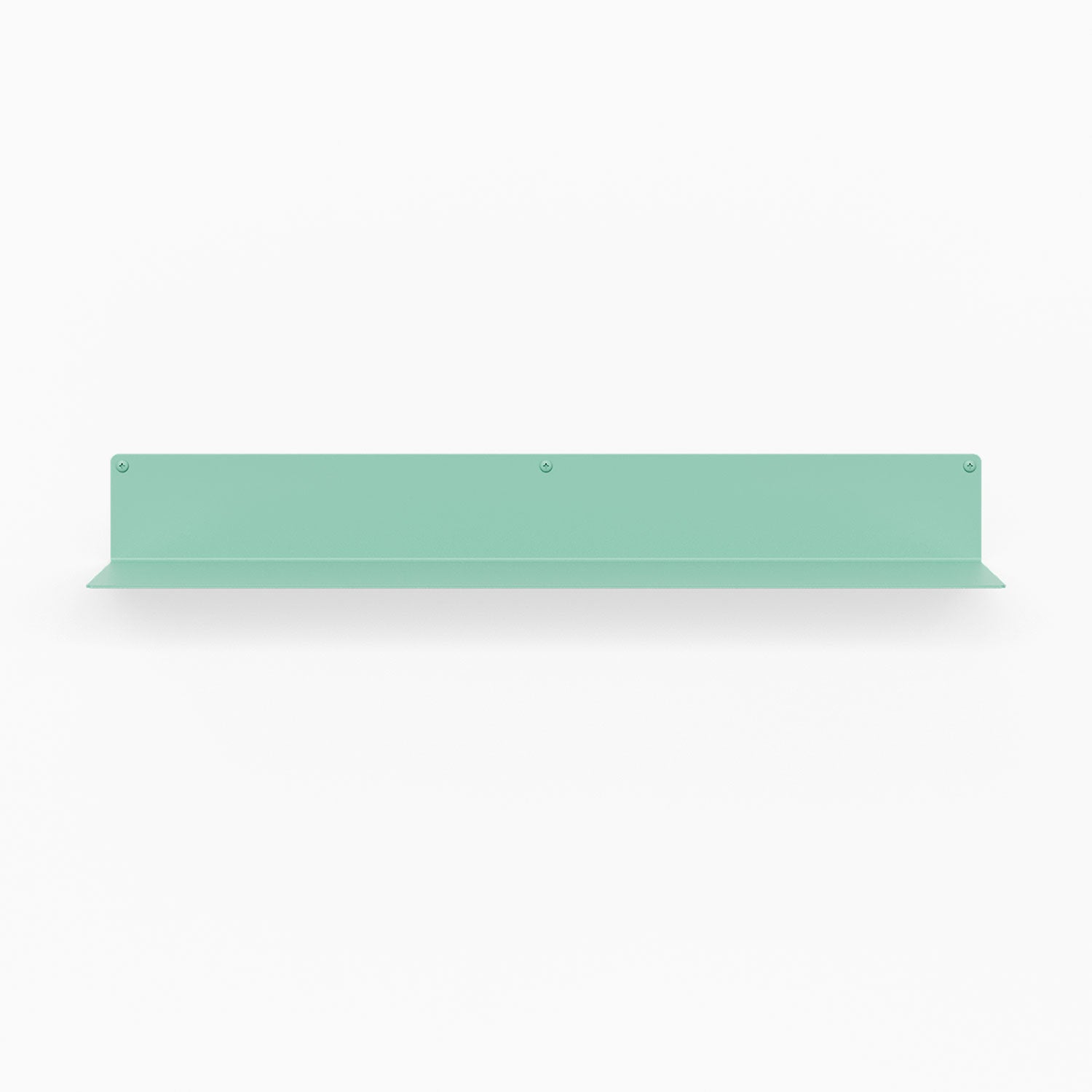 Bender FM 3 Metal Wall Shelf M2M in mint green for minimalist metal floating shelf wall display and organization by Shelfology