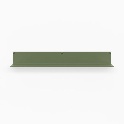 Bender FM 3 Metal Wall Shelf M2M in olive green, minimalist metal floating shelf for wall display and organization