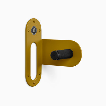 Spoke Bike Hanger – deep shag color, right orientation. Modern wall or ceiling-mounted bike hanger by Shelfology, USA-made powder coated steel.