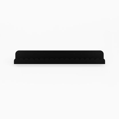 Mini Bubble Picture Ledge in matte black steel with mini bubble pattern for sleek, functional wall display and organization