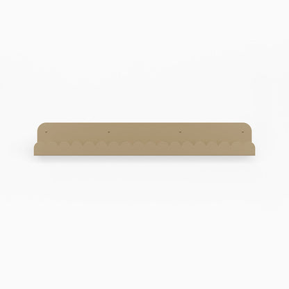 Mini Bubble Picture Ledge in muted beige steel with delicate mini bubble edge for minimalist wall shelf display and organization