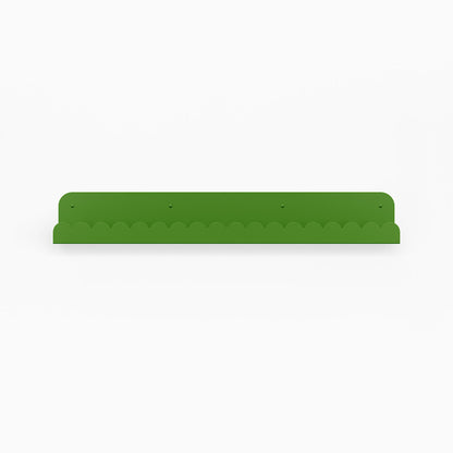 Mini Bubble Picture Ledge in vibrant green steel with scalloped edge for stylish wall shelf display and organization